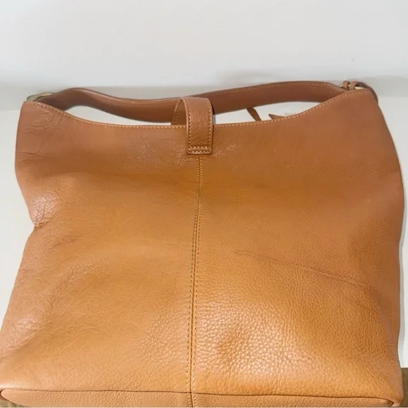 Clever Carriage Tan Leather Hobo Bag Shearling Detail EarPod Case Cowboy Rodeo - Picture 8 of 14